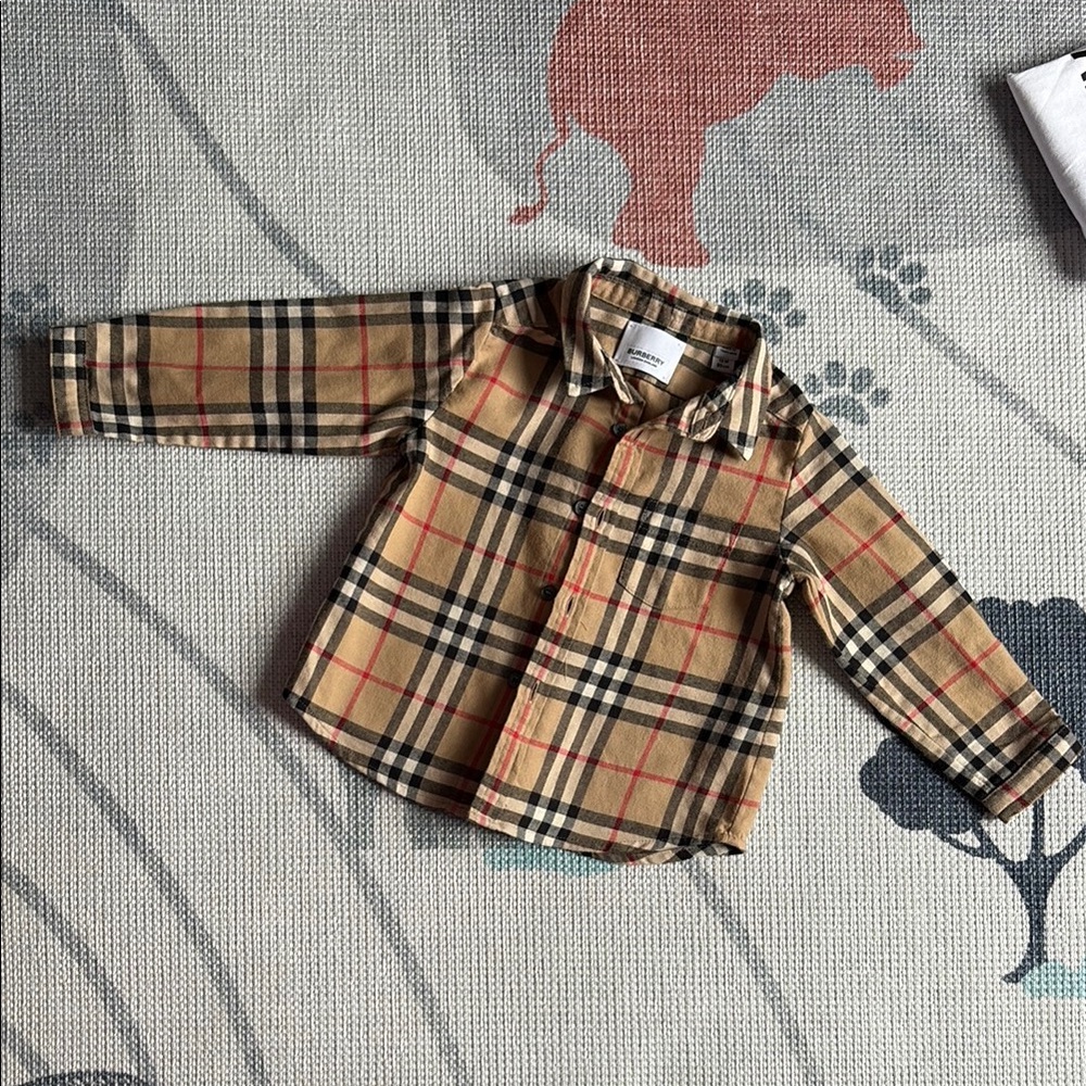 Burberry Kids Tan Plaid Shirt